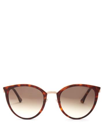 Matchesfashion.com John Dalia - Sasha Cat Eye Acetate And Rose Gold Sunglasses - Womens - Brown Gold