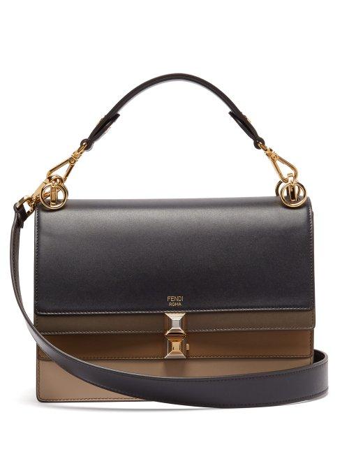 Matchesfashion.com Fendi - Kan I Leather Shoulder Bag - Womens - Navy Multi