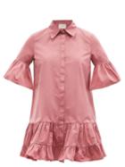 Ladies Beachwear La Doublej - Choux Ruffled Taffeta Mini Shirt Dress - Womens - Pink
