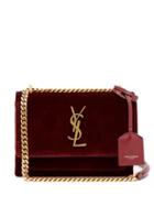 Matchesfashion.com Saint Laurent - Sunset Small Velvet Cross Body Bag - Womens - Burgundy