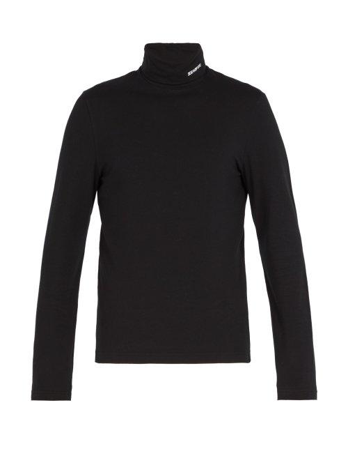 Matchesfashion.com Calvin Klein 205w39nyc - Roll Neck Cotton Blend Top - Mens - Black