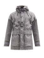 Matchesfashion.com Stone Island - Reflective Grid-print Hooded Garment-dyed Parka - Mens - Dark Grey