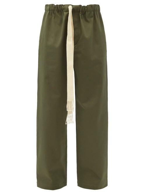 Matchesfashion.com Loewe - Tasselled-drawstring Cotton Trousers - Mens - Khaki