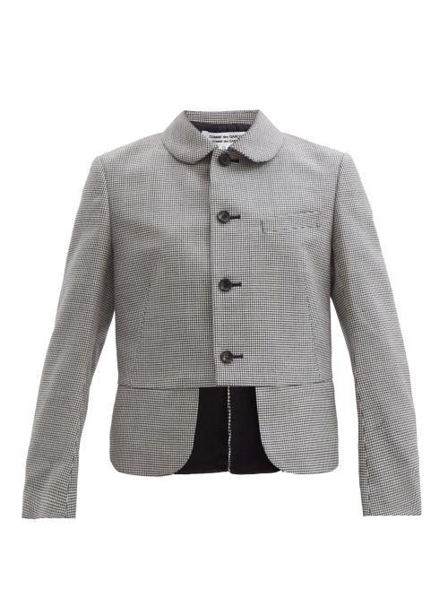 Comme Des Garons Comme Des Garons - Peter Pan-collar Houndstooth-check Wool Jacket - Womens - Black Multi