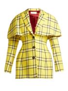 Matchesfashion.com Sara Battaglia - Single Breasted Cape Back Wool Blazer - Womens - Yellow Multi