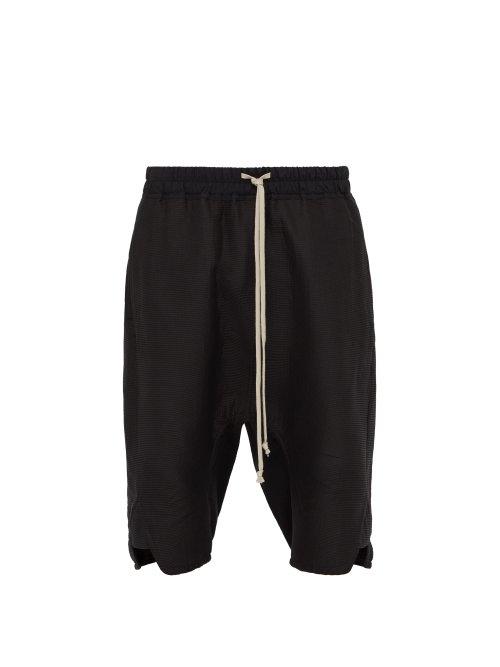 Matchesfashion.com Rick Owens - Basket Swinger Cotton Silk Shorts - Mens - Black