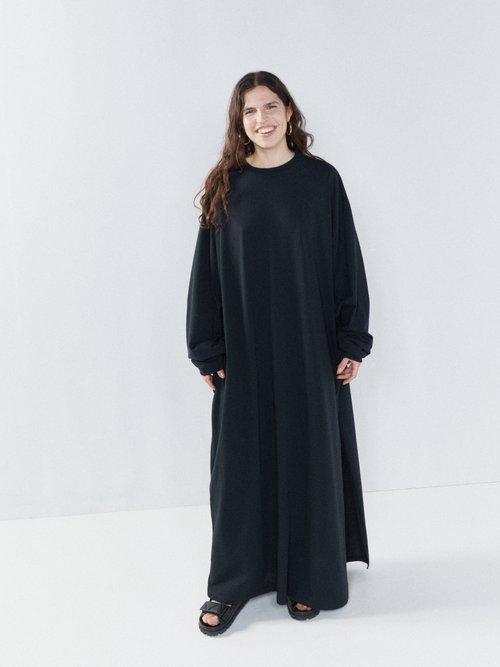 Raey - Recycled-yarn Cotton-blend Maxi T-shirt Dress - Womens - Black