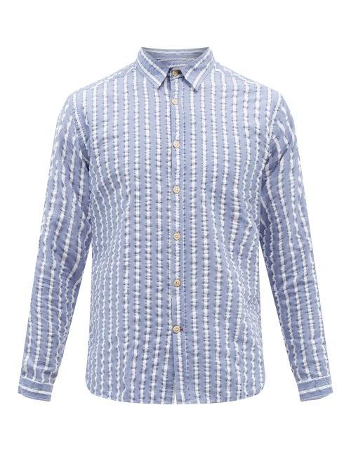 Oliver Spencer - New York Special Striped Organic-cotton Shirt - Mens - Blue Stripe