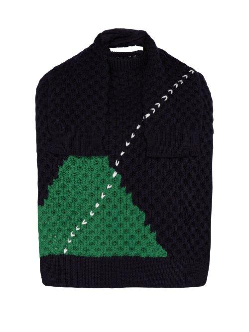 Matchesfashion.com Raf Simons - Sweater Inspired Wool Scarf - Mens - Dark Navy