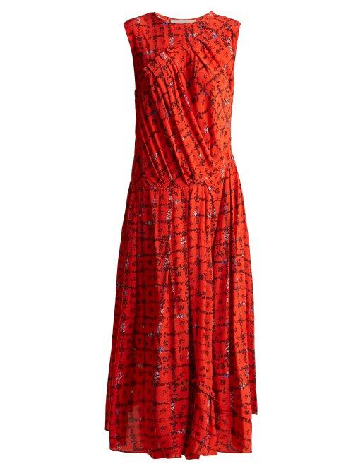 Matchesfashion.com Preen Line - Clementina Vine And Floral Print Crepe Dress - Womens - Red Print