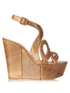Alexa Wagner Ayers Cut-out Snakeskin Wedges
