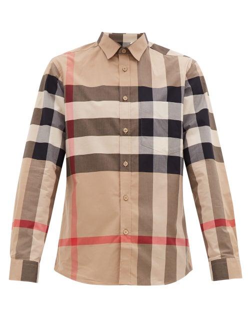 Matchesfashion.com Burberry - Somerton Nova-check Cotton-blend Poplin Shirt - Mens - Beige Multi