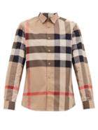 Matchesfashion.com Burberry - Somerton Nova-check Cotton-blend Poplin Shirt - Mens - Beige Multi