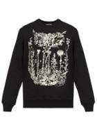 Matchesfashion.com Alexander Mcqueen - Embroidered Skeleton Garden Cotton Sweatshirt - Mens - Black
