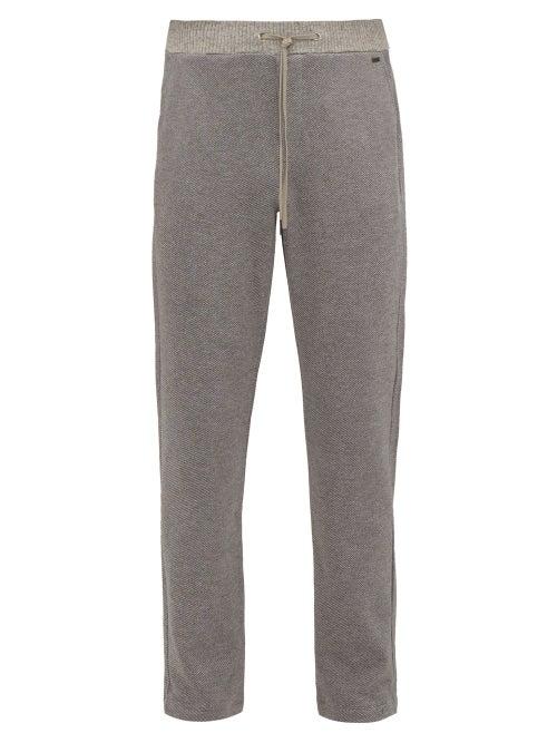 Matchesfashion.com Hanro - Logo Plaque Cotton Piqu Pyjama Trousers - Mens - Grey Multi