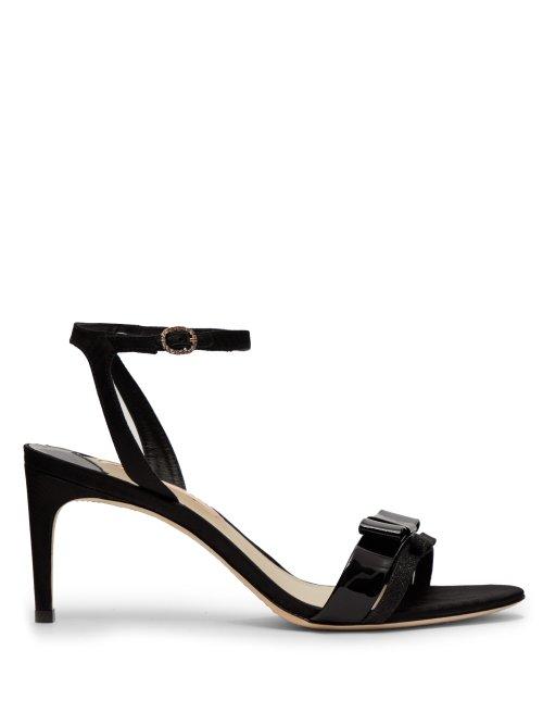 Matchesfashion.com Sophia Webster - Andie Bow Trim Moire Sandals - Womens - Black