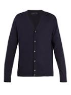 Matchesfashion.com Prada - Long Sleeved Button Front Wool Cardigan - Mens - Navy