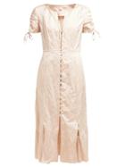 Matchesfashion.com Brock Collection - Olesia Crushed Satin Midi Dress - Womens - Pink