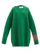 Raf Simons - Boat-neck Oversized Mohair-blend Sweater - Womens - Green