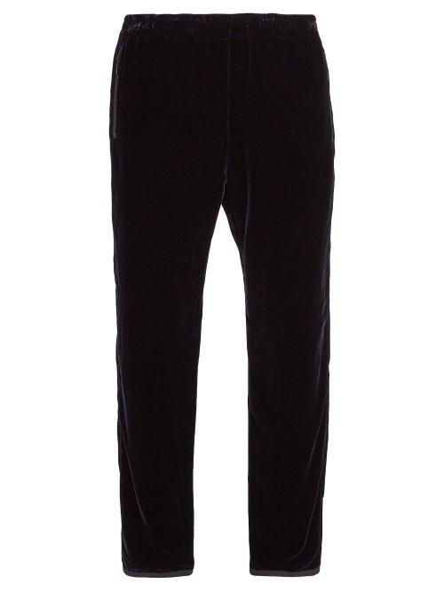 Matchesfashion.com Needles - String Velvet Trousers - Mens - Navy
