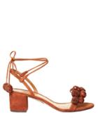Aquazzura Disco Sequinned-pompom Suede Sandals