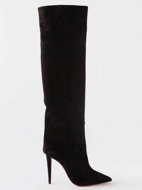 Christian Louboutin - Astrilarge 100 Knee-high Suede Boots - Womens - Black