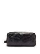 Matchesfashion.com Saint Laurent - Crocodile-effect Leather Wash Bag - Mens - Black