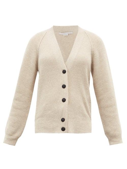 Matchesfashion.com Stella Mccartney - V-neck Ribbed Wool-blend Cardigan - Womens - Cream