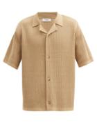 Le17septembre Homme - Short-sleeved Ribbed Cotton-blend Shirt - Mens - Beige
