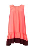 Roksanda - Fuerza Colour-blocked Crepe Midi Dress - Womens - Neon Pink