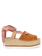 Matchesfashion.com See By Chlo - Suede Ankle Tie Flatform Espadrilles - Womens - Tan