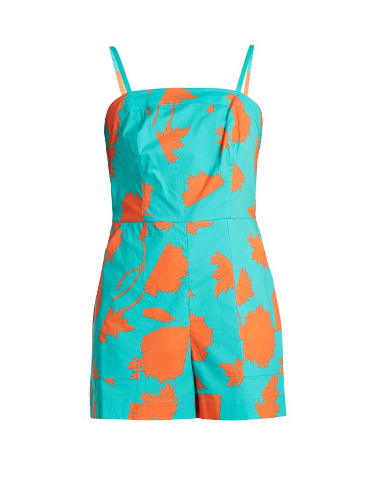 Diane Von Furstenberg Floral-print Stretch-cotton Playsuit