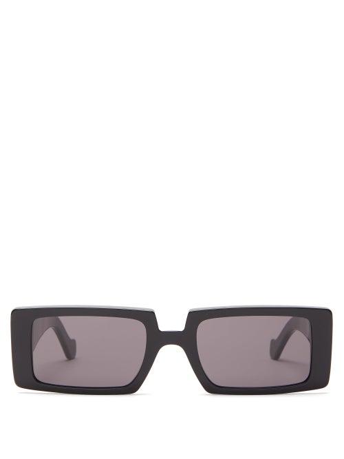 Matchesfashion.com Loewe - Embossed Anagram Rectangle Acetate Sunglasses - Womens - Black