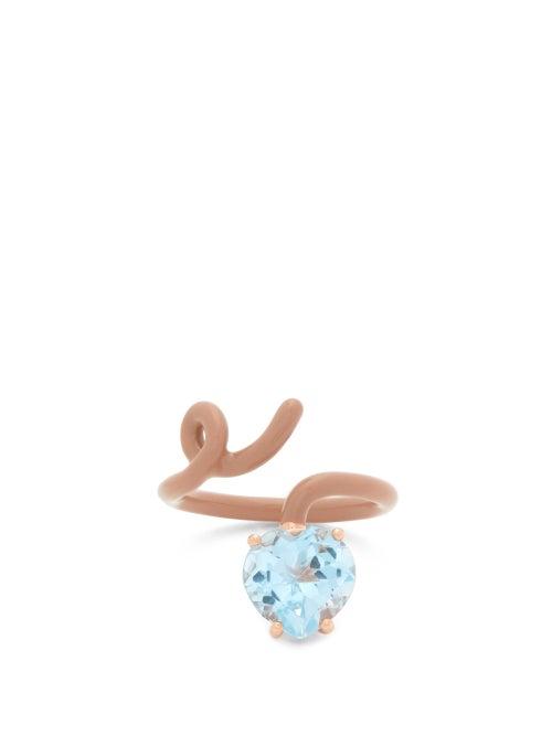Matchesfashion.com Bea Bongiasca - Tendril Topaz, Enamel & 9kt Rose Gold Ring - Womens - Brown Multi