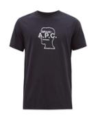 Matchesfashion.com A.p.c. - X Brain Dead Logo Embroidered Cotton T Shirt - Mens - Navy