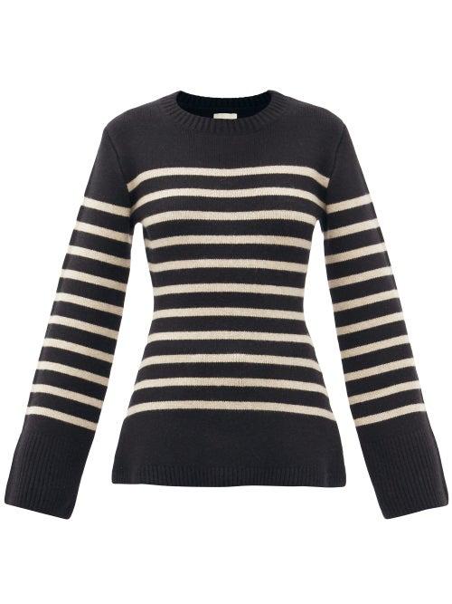 Matchesfashion.com Khaite - Lou Striped Cashmere Sweater - Womens - Black Beige