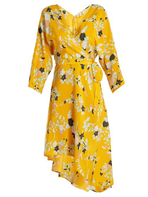 Matchesfashion.com Diane Von Furstenberg - Eloise Silk Wrap Dress - Womens - Yellow Print