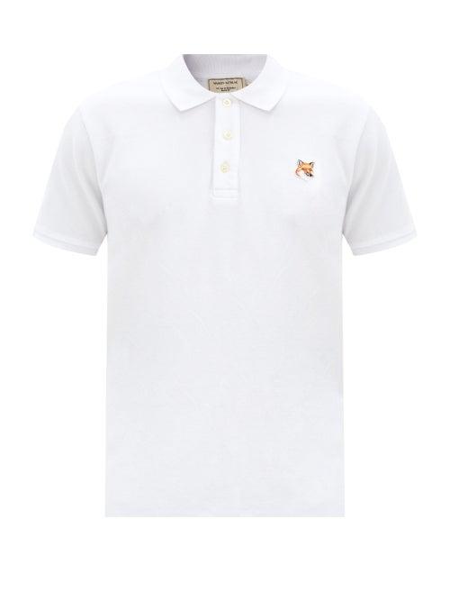 Matchesfashion.com Maison Kitsun - Fox Head-patch Cotton-piqu Polo Shirt - Mens - White