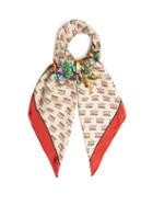 Matchesfashion.com Gucci - Invite And Flowers Print Silk Twill Scarf - Womens - Red