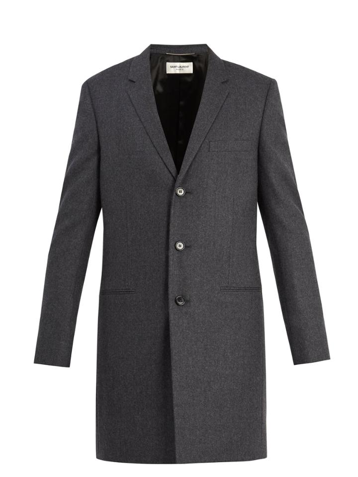 Saint Laurent Notch-lapel Wool-twill Overcoat