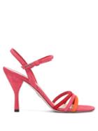 Matchesfashion.com Prada - Trio Strap Slingback Suede And Leather Sandals - Womens - Pink Multi