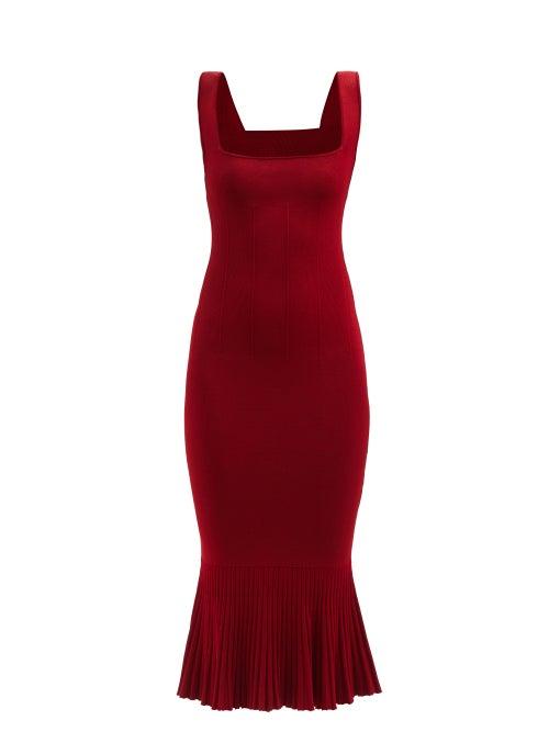Galvan - Atlanta Square-neck Jersey Dress - Womens - Red