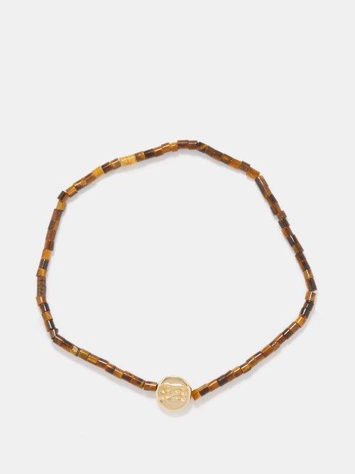 Luis Morais - Horus Tiger's Eye & 14kt Gold Bracelet - Mens - Brown