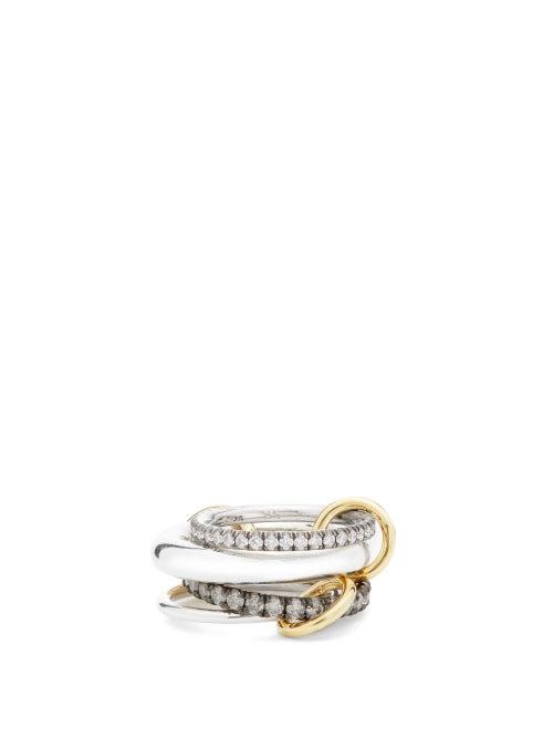 Matchesfashion.com Spinelli Kilcollin - Cassini Diamond, Sterling Silver & 18kt Gold Ring - Womens - Black Multi