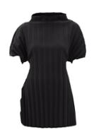 A.w.a.k.e. Mode - Pleated High-neck Crepe Top - Womens - Black