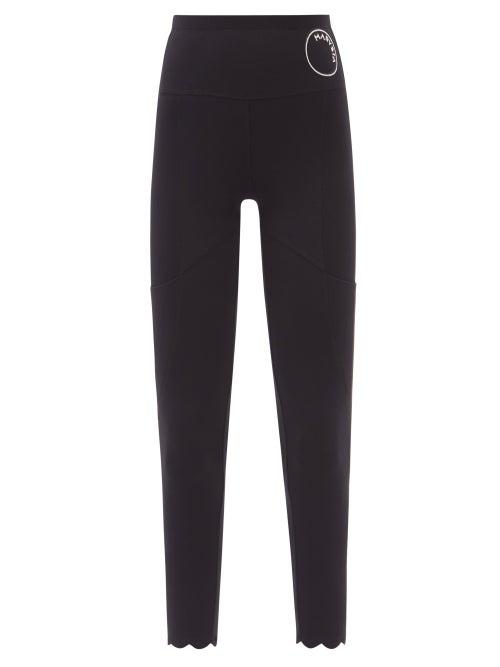 Ladies Activewear Marysia Sport - Naomi Scalloped Recycled-fibre Cropped Leggings - Womens - Black