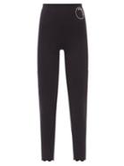 Ladies Activewear Marysia Sport - Naomi Scalloped Recycled-fibre Cropped Leggings - Womens - Black