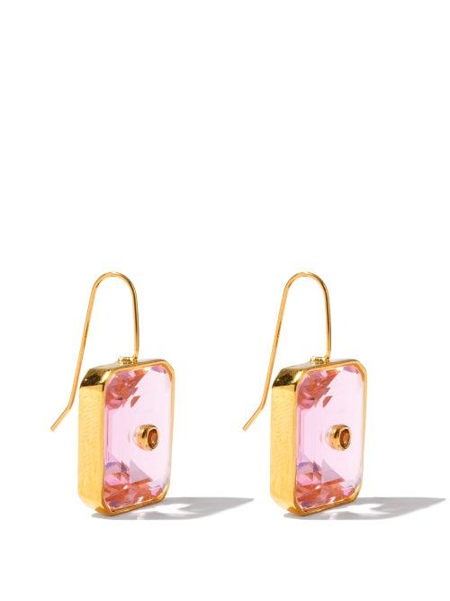 Matchesfashion.com Lizzie Fortunato - Tile Quartz, Citrine & Gold-plated Earrings - Womens - Pink
