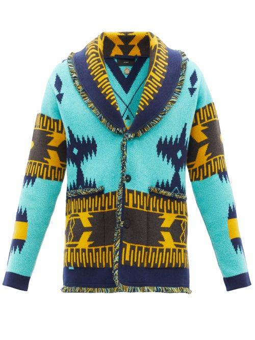 Alanui - Jacquard-knit Cashmere Cardigan - Mens - Grey Multi