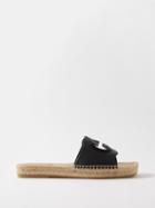 Gucci - Gg-logo Leather And Jute Espadrilles - Mens - Black